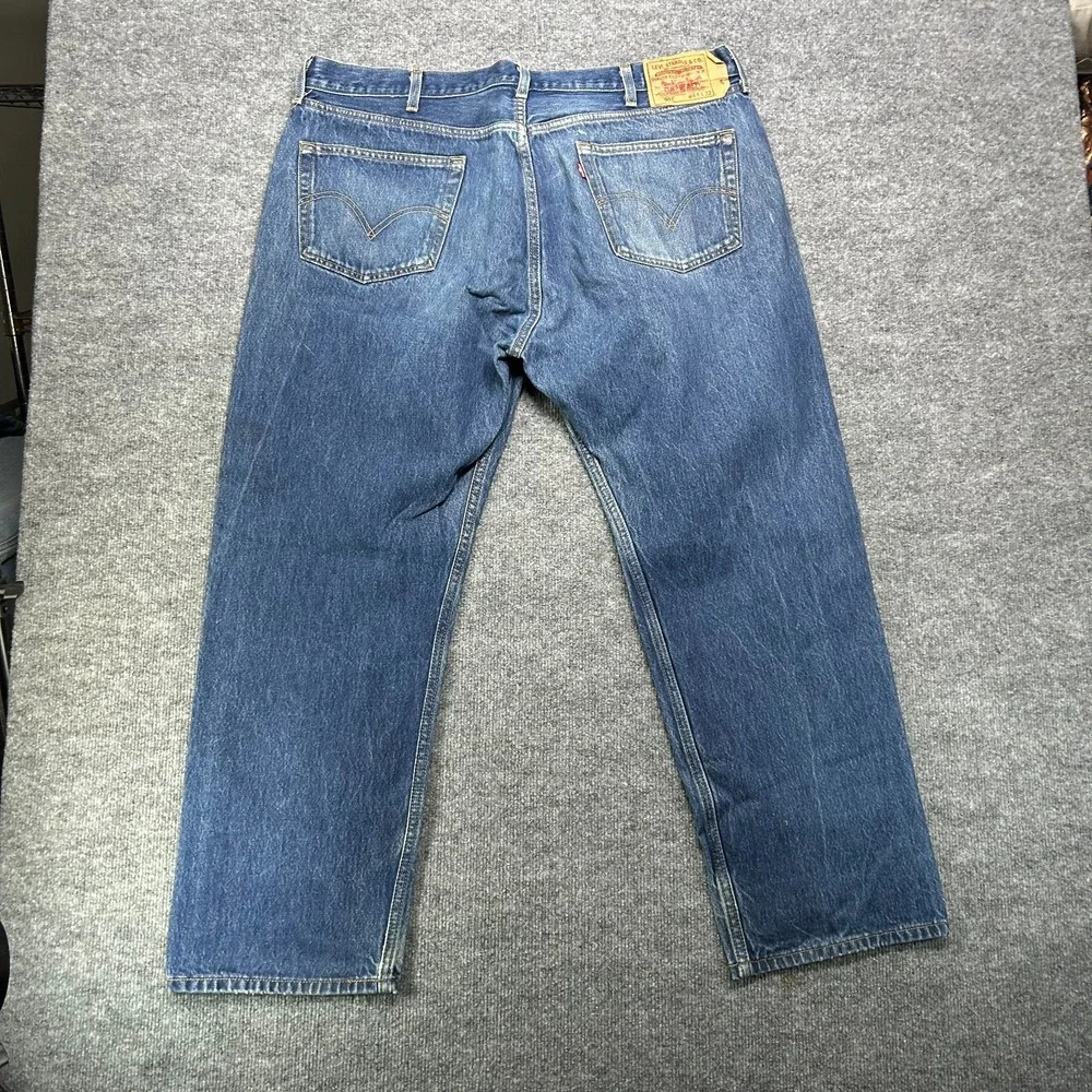 Levi's 501 Original Straight Fit Jeans Mens 40X30 Blue Denim Button Fly - Stains